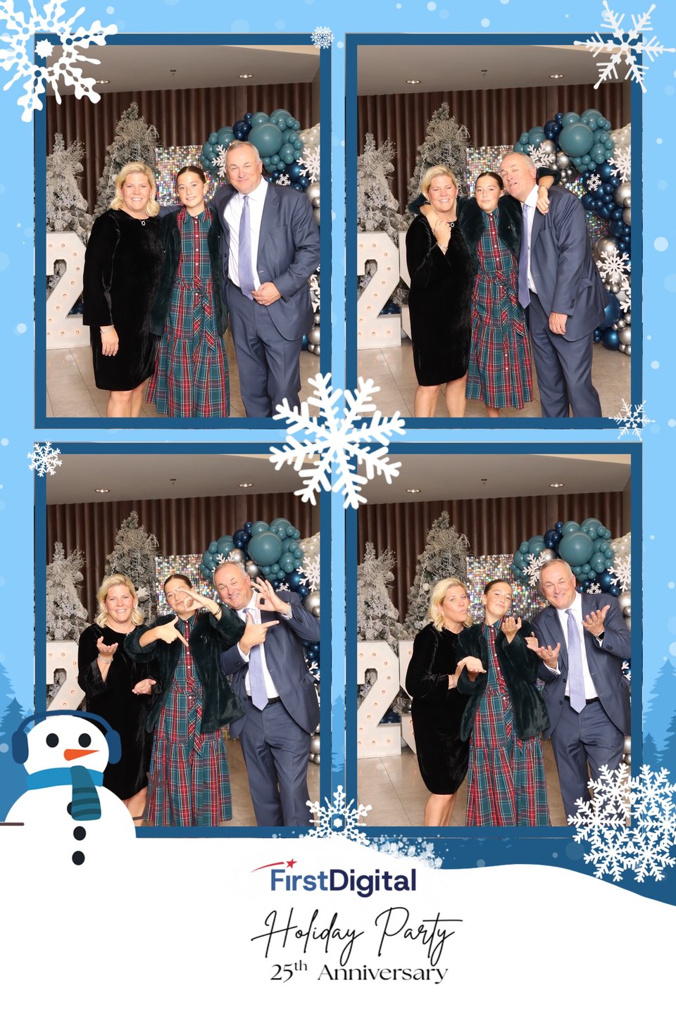A holiday party photo print customized for a company